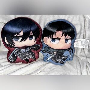 Attack on Titan Chibi Pillow Set - Levi & Mikasa Crunchy Roll Licensed NWOT
